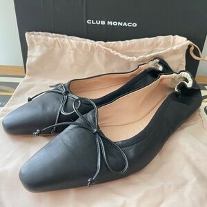 CLUB MONACO peechie Black leather Ballet flats shoes 6